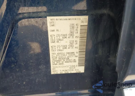 2020 Nissan Murano Sl Intelligent Awd из США, поврежденный, VIN 5N1AZ2CS2LN171063